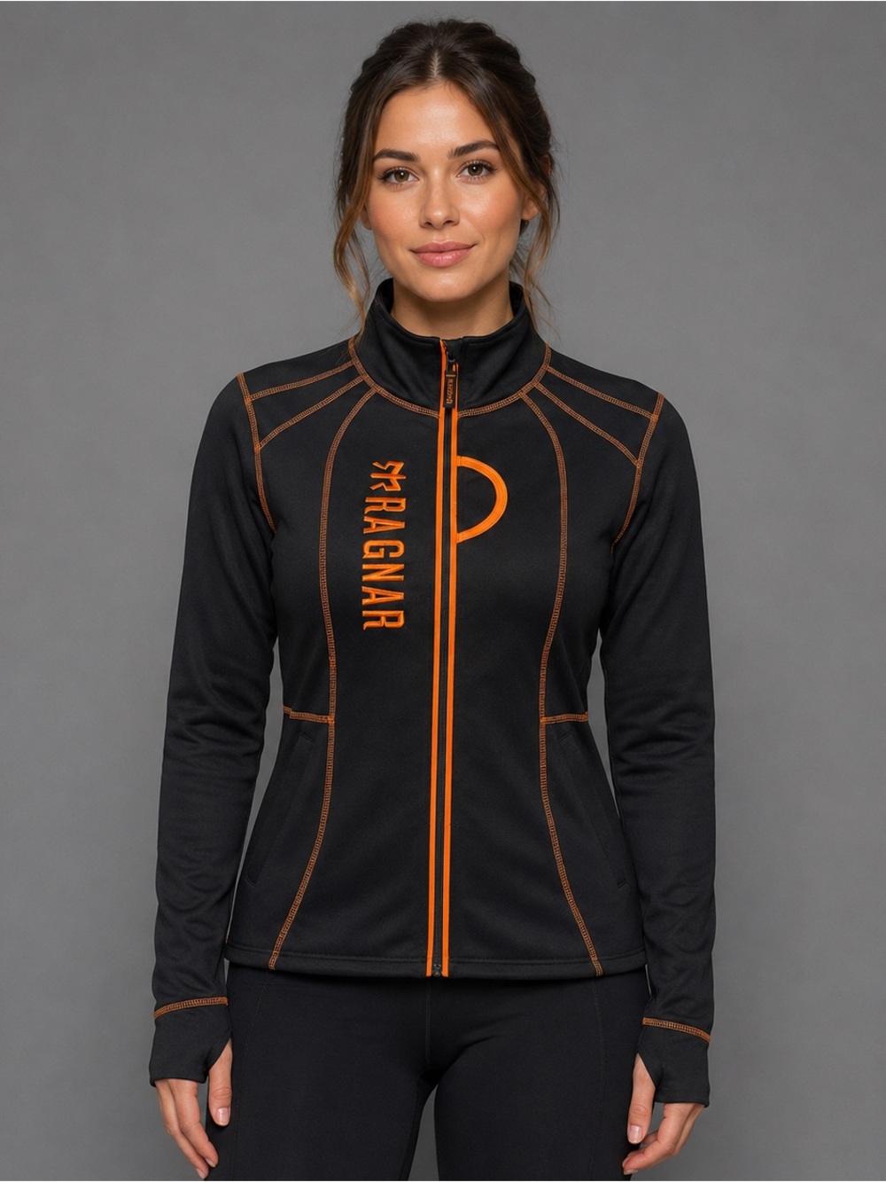Ragnar Ladies Small Black Orange Full Zip Athletic Running Jacket S